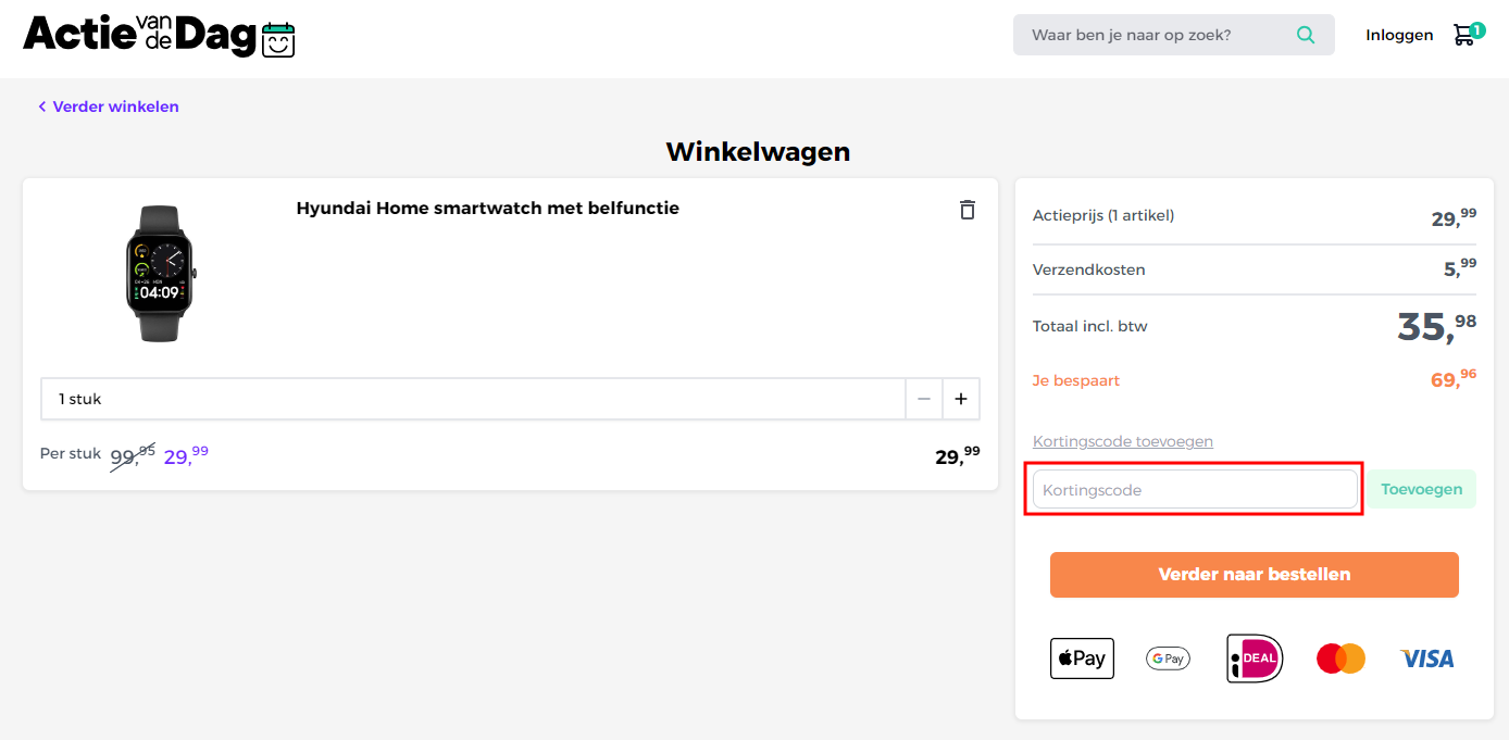 ActievandeDag kortingscode gebruiken
