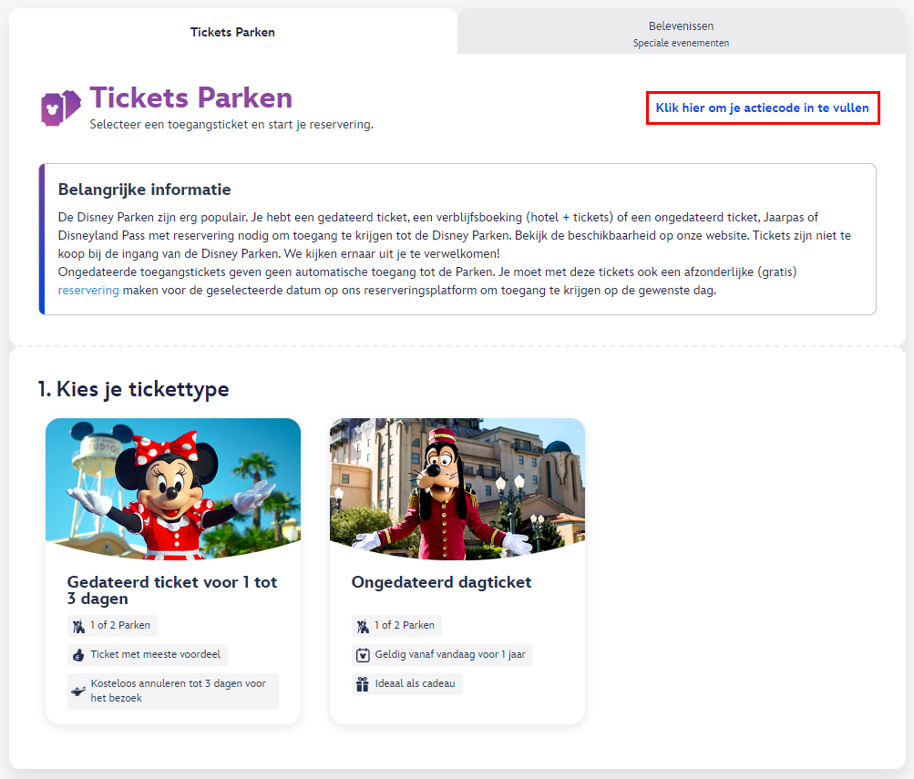 Disneyland Parijs kortingscode gebruiken