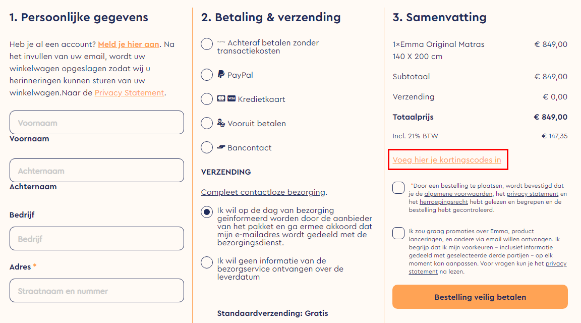 datum bord Attent Emma Matras kortingscode: 10% korting in mei - België