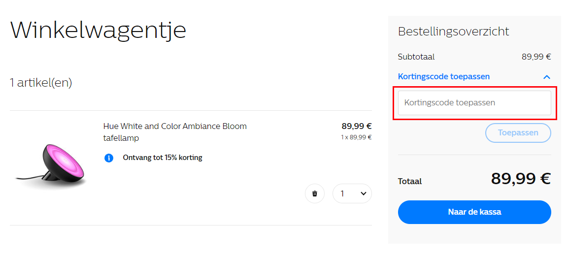 Philips Hue kortingscode gebruiken